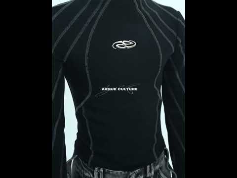 Cropped Mock-Neck Long-Sleeve T-Shirt in Cotton video