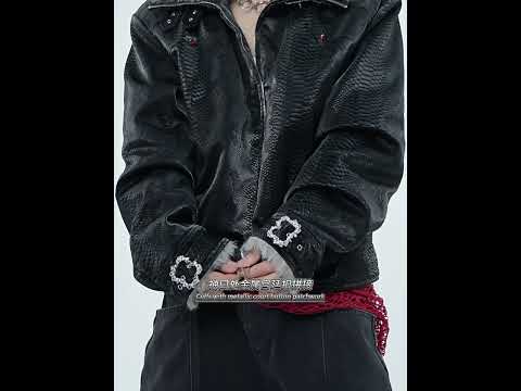 Snake-Embossed Faux Leather White Duck Down Jacket video