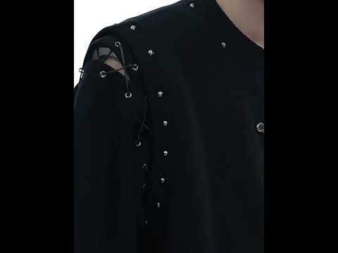 360-degree video showcasing all angles of the unique cutout crop top with metal wrap details
