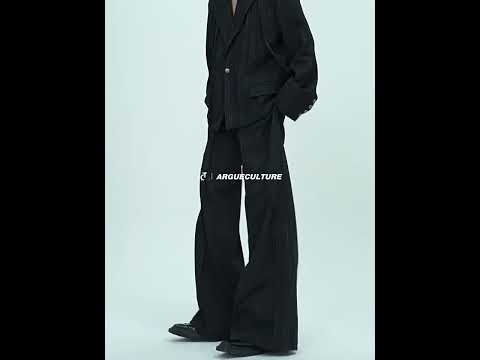 Black Pleated Blazer & Flare Pants Suit Set | Polyester | ArguE CulturE