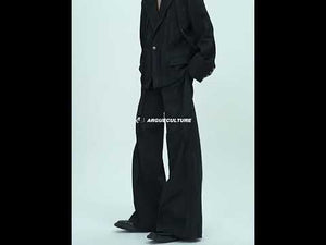 Black Pleated Blazer & Flare Pants Suit Set | Polyester | ArguE CulturE
