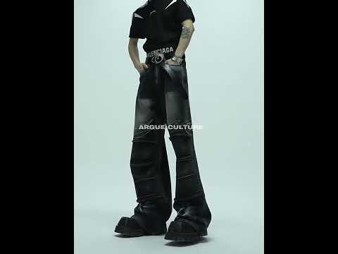 360-degree video showing all angles of these statement-making paint splatter distressed jeans for men