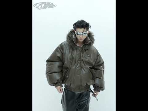 Hooded PU Padded Jacket with Relaxed Short Silhouette video