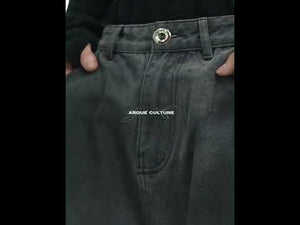 Frayed Curved-Leg Wide Jeans in Washed Black video