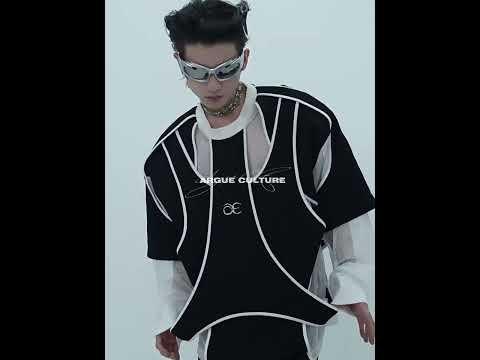 Video demonstration showing how to style the deconstructed split hoodie with metal trim in various urban outfits