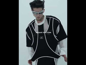 Video demonstration showing how to style the deconstructed split hoodie with metal trim in various urban outfits