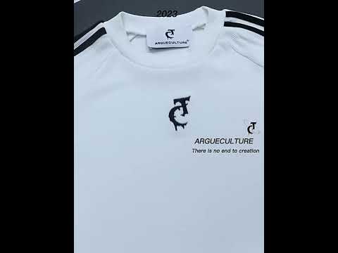 360-degree video showcasing the unique architectural details and textured fabric of this unisex striped tee