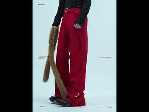 Flared Wool-Blend Trousers with Detachable Fur Waist video