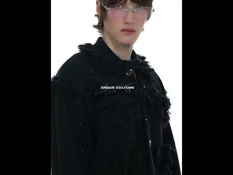 Video showing different ways to style the glitter-fringe oversized knit sweater for streetwear looks