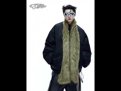 360-degree video showing all features of the oversized faux fur puffer coat with detachable scarf