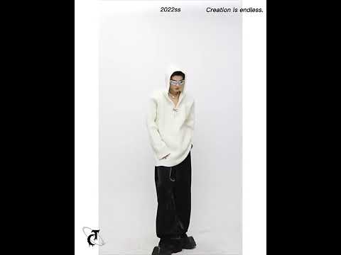 Relaxed Hooded Cotton-Wool Knit Sweater video
