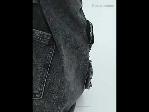 Black Gray Multi-Pocket Wide-Leg Utility Jeans video