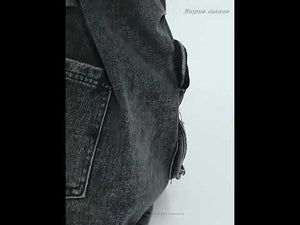 Black Gray Multi-Pocket Wide-Leg Utility Jeans video