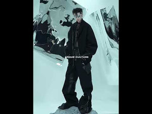 Video showing how these deconstructed PU-leather cargo pants move and function during wear