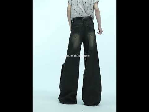 Distressed Fringe Straight-Leg Jeans | Washed Denim video