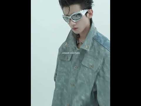 360-degree video showcase of the asymmetrical PU leather denim hybrid jacket highlighting its unique textured surface and design