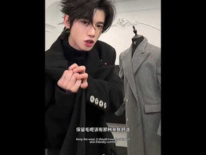 Metal-Accent Double-Breasted Wool Blend Longline Coat video