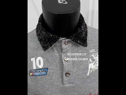 Unisex Contrast Sequin Collar Embroidered Polo Shirt | ArguE CulturE