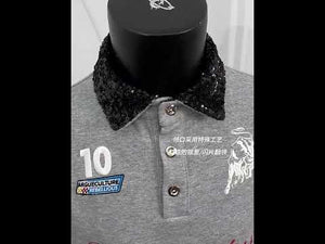 Unisex Contrast Sequin Collar Embroidered Polo Shirt | ArguE CulturE