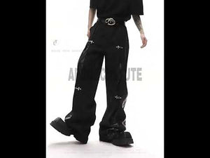 Black High-Rise Straight-Leg Buckle Trousers | Argue video