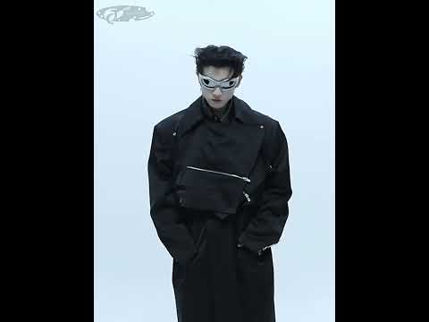 Video showcasing how to style this modern deconstructed trench coat with different urban streetwear outfits