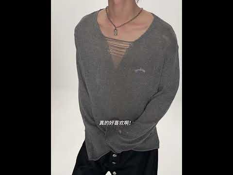 Sheer Distressed V-Neck Knit Top in Linen Blend | ArguE CulturE