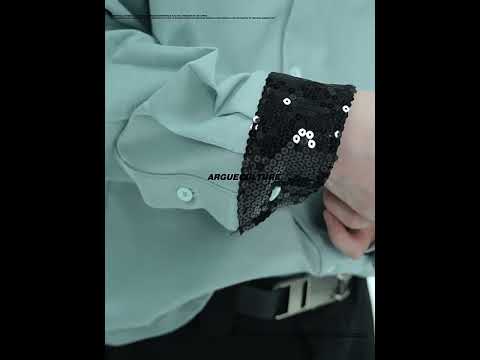Contrast Sequin Panel Shirt in Blue and White | ArguE CulturE
