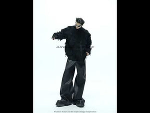360-degree video showcasing the oversized crochet cardigan with fringe detailing and zip-up front in motion