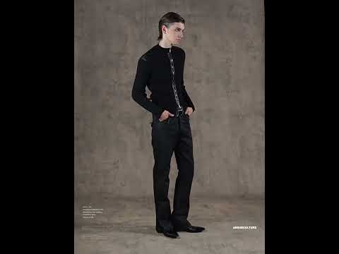 Ribbed Mock-Neck Knit Cardigan With Leather Shoulders | ArguE CulturE