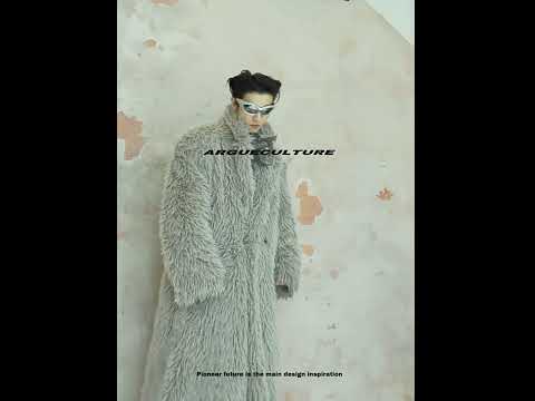 Video showcasing the oversized faux fur coat in motion, highlighting its streetwear appeal and dramatic drape