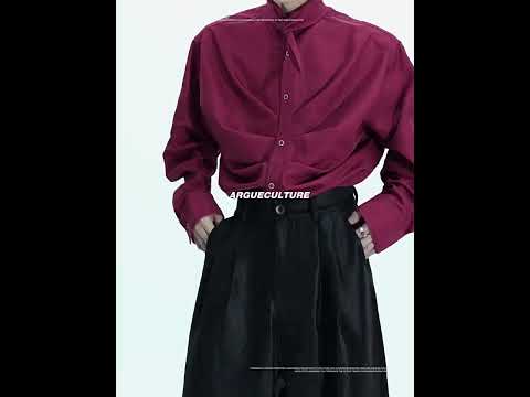 Relaxed Pleated Cotton Shirt with Lapel Collar video