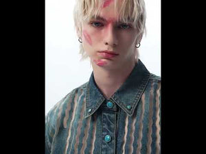 Short-Sleeve Mesh-Panel Denim Jacket in Blue video