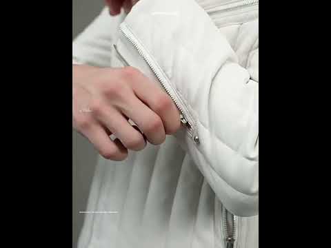 Slim Vertical-Quilted White Duck Down Moto Jacket | ArguE CulturE