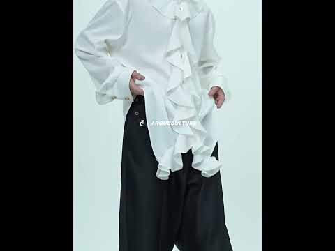 Court Ruffle Cotton-Spandex Button-Front Shirt video
