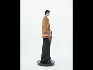 360-degree video showing all angles of the deconstructed oversized blazer with suede panel details