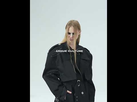 Deconstructed Double-Breasted Polyester Trench Coat | ArguE CulturE