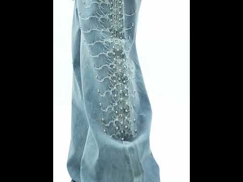 Washed Rivet Straight-Leg Jeans | Embroidered Denim video