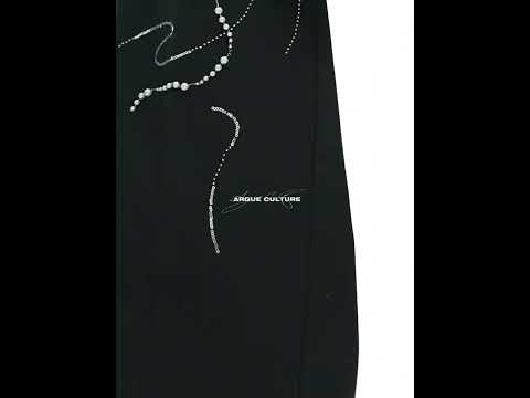 Black Wide-Leg Trousers with Pearl Chain Snake Detail | ArguE CulturE