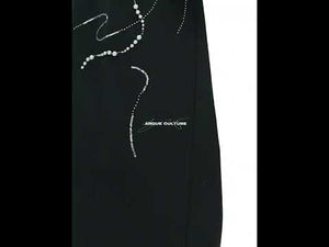 Black Wide-Leg Trousers with Pearl Chain Snake Detail | ArguE CulturE