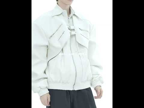 360-degree product video showing how to style the deconstructed motorcycle jacket with streetwear outfits