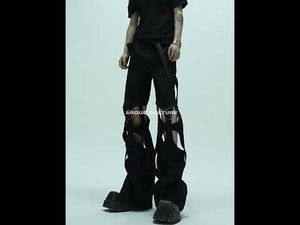 360-degree video showcasing the unique distressed hollow-out details and fit of these streetwear cargo pants