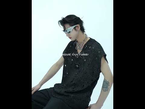Video showing how to style this metallic distressed tank top with glossy sheer cape for Y2K fashion outfits
