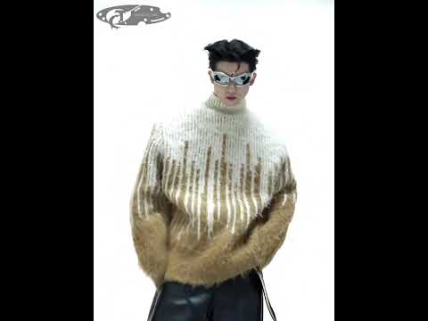 360-degree video showcasing the vibrant color variations and unique design of this striped mohair sweater