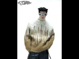360-degree video showcasing the vibrant color variations and unique design of this striped mohair sweater