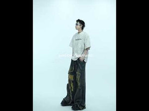 360-degree video showing metallic shoulder pads and cosmic print details of streetwear summer top