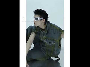 Video showing 360-degree view of the ombre denim vest set with styling ideas for streetwear outfits