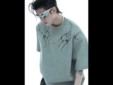 360-degree video showcasing the dimensional embroidery and urban design of this statement streetwear tee
