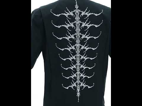 360-degree video showing all angles of the deconstructed bone stitch shirt with oversized streetwear fit