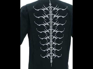 360-degree video showing all angles of the deconstructed bone stitch shirt with oversized streetwear fit
