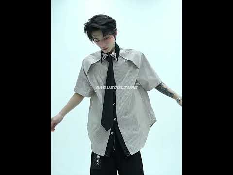 Rhinestone Collar Striped Shirt with Detachable Tie video